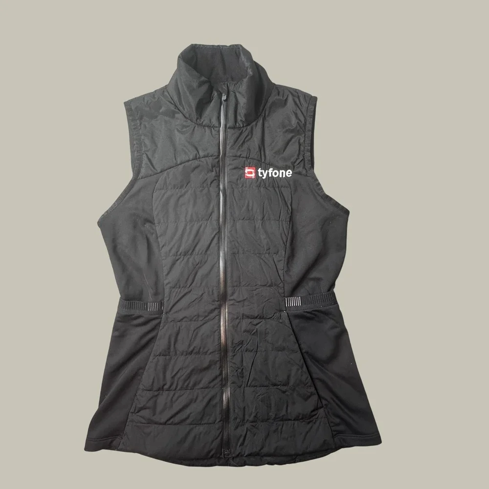 Lululemon Vest Womens 6 Fluff Off Black Down Puffer Tyfone Logo EXCELLENT